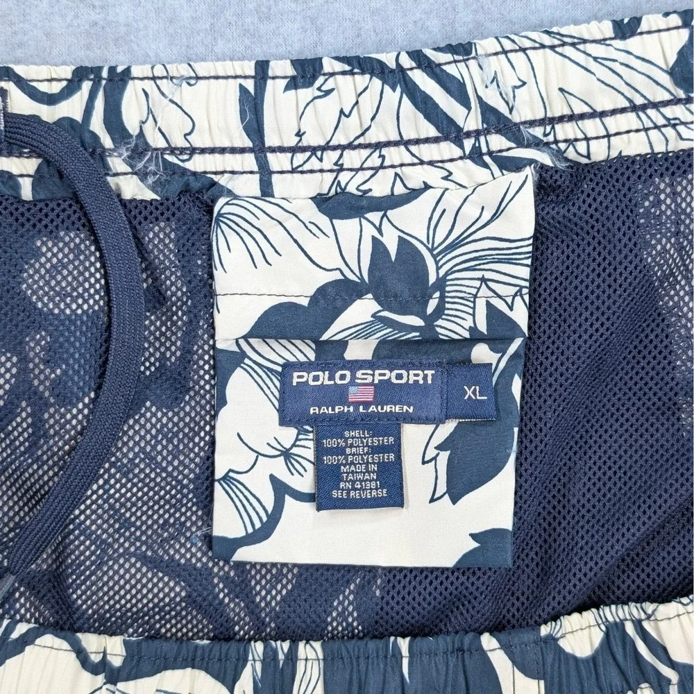 Polo Sport Ralph Lauren‎ Mens XL 20x5 Floral Swim Trunks Blue Cream Board Shorts